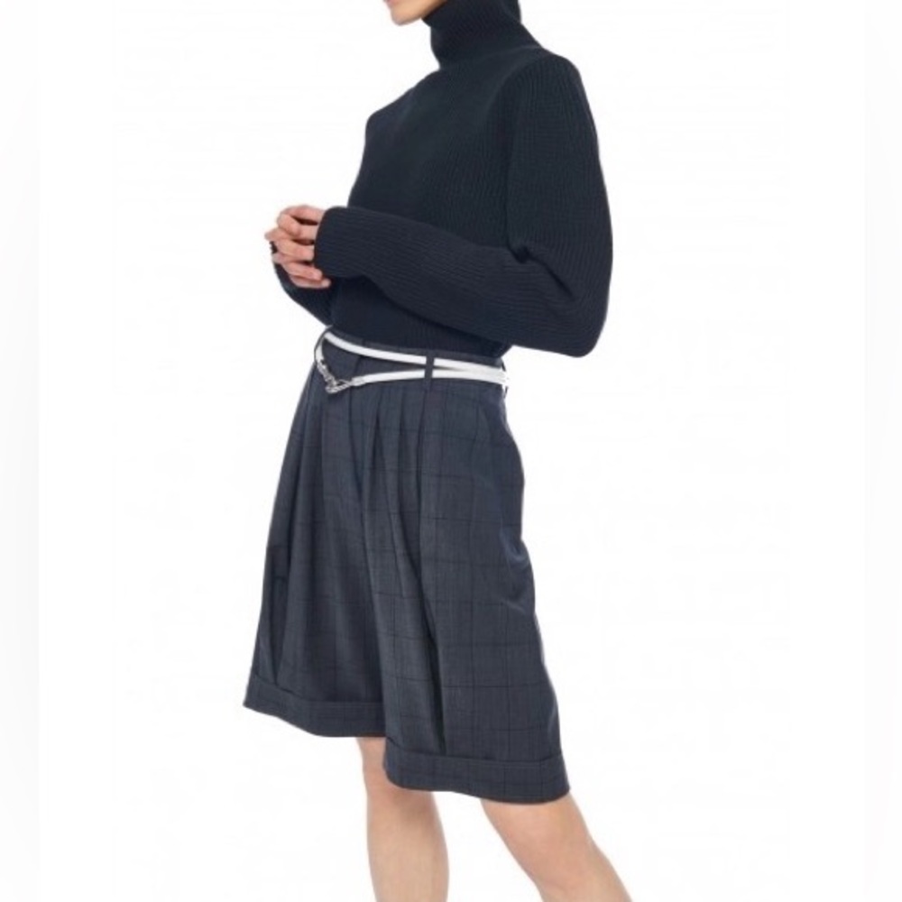 NWOT| Tibi Windowpane Wool Blend Pleated Short